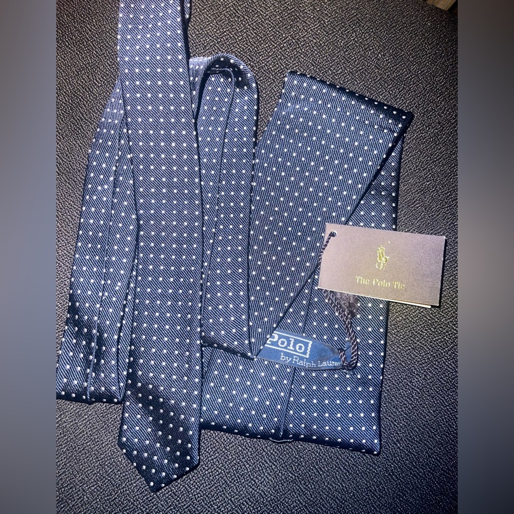 Polo Tie Blue Polka Dot